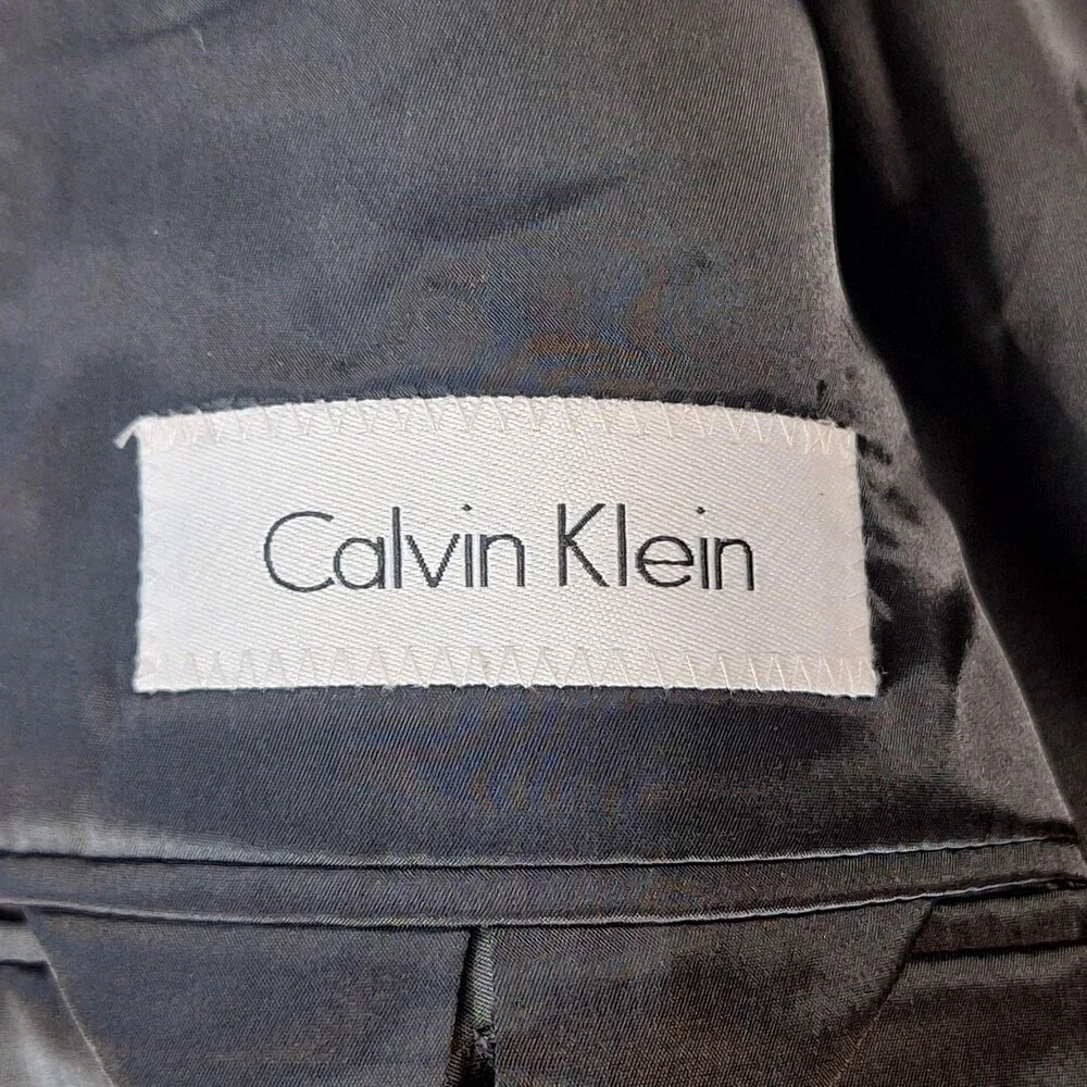 Calvin Klein Suit Jacket Mens 48 Long Black Wool Ventless 2 Button Tuxedo Forma